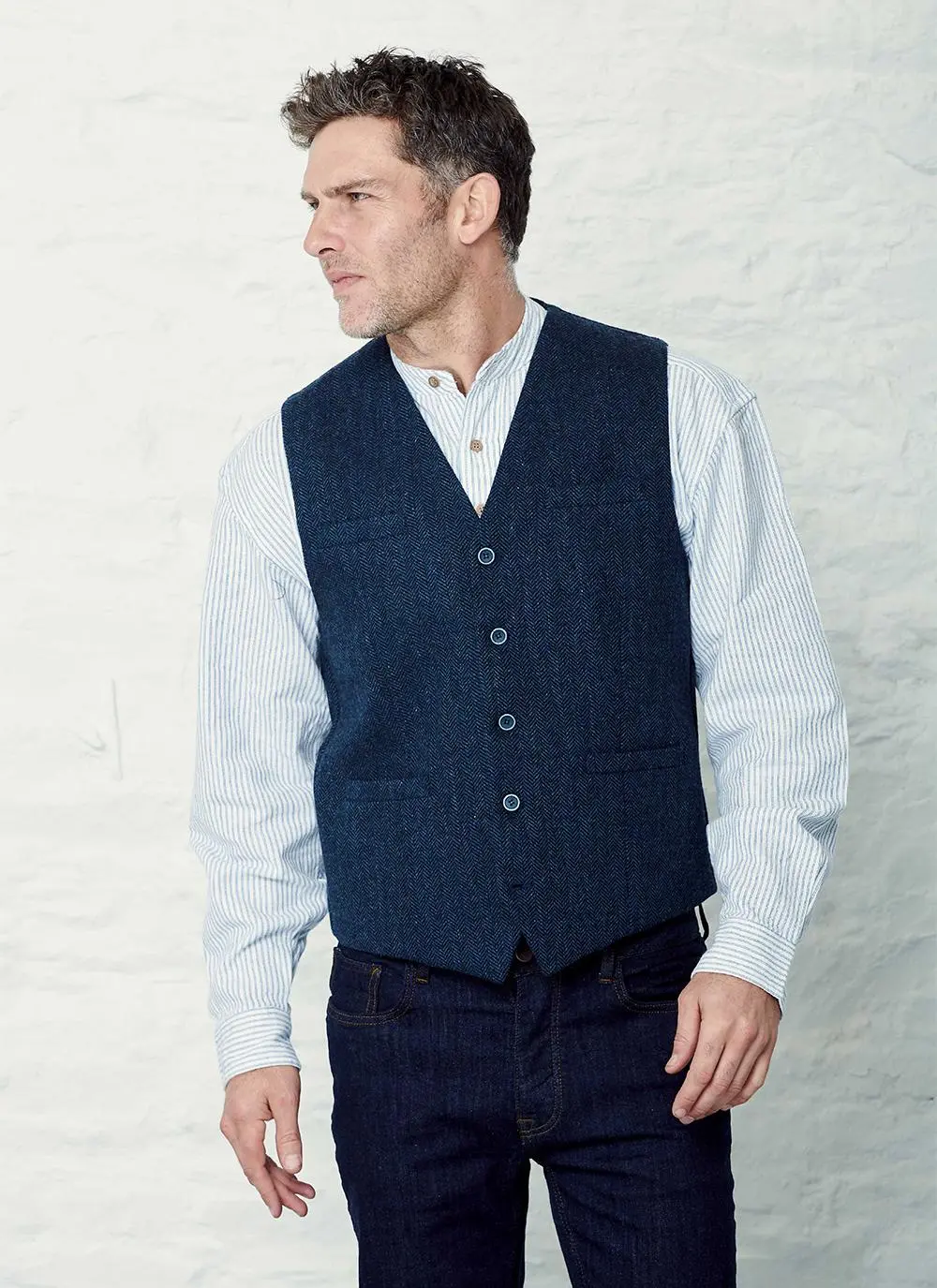 Tweed Waistcoat in Navy | Blarney